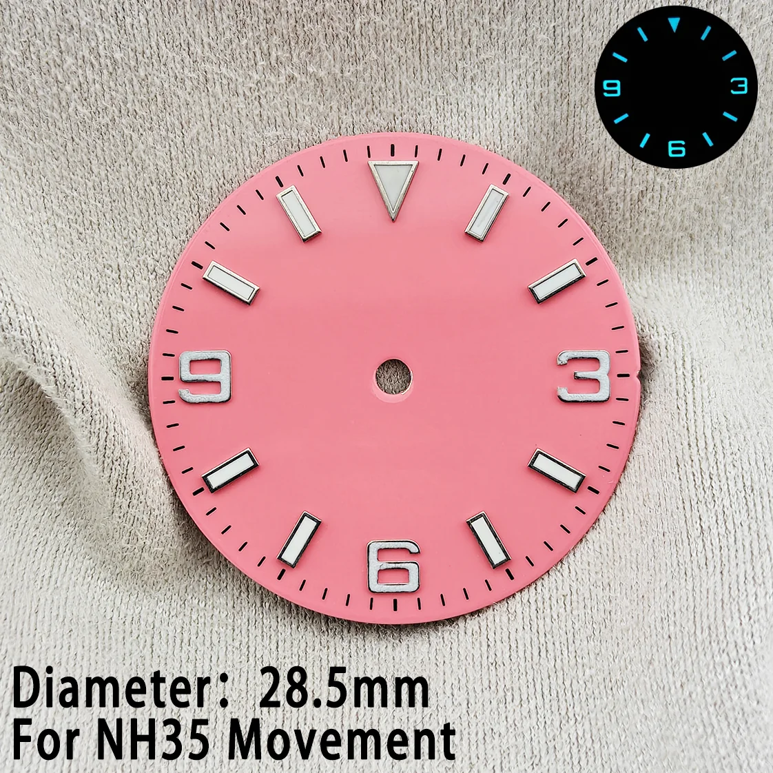 28.5mm Smooth Dials Fit For NH35 Movement Explorer 3-6-9 design Wristwatches Dial Accessory Parts Replacement Green Luminous