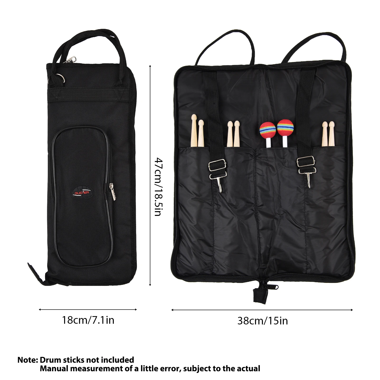 Drum Stick Bag Drumsticks Mallet Case Oxford Fabric & Crossbody Shoulder Strap Wear-resistant Portable Drum Stick Drumstick Bag