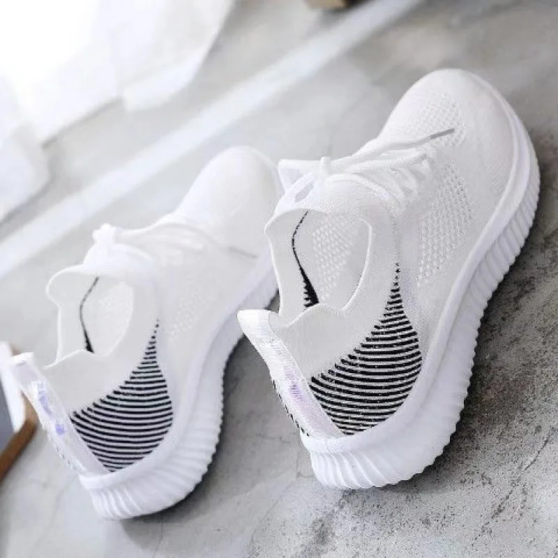 Women Light Breathable Running Shoes Concise Academy Style Casual Shoes For Women Mesh Fly Weave Walking Flats Tenis De Mujer