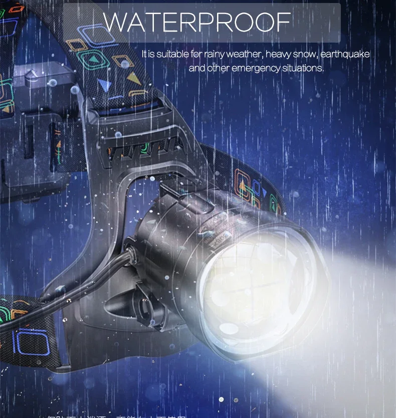 Potente XHP100 2500M lampada frontale a LED a lungo raggio 18650 faro ricaricabile Super Bright XHP90/50/70 lampada frontale a LED impermeabile