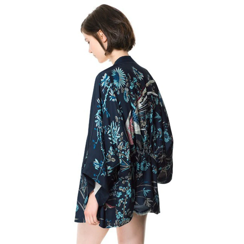 Retro Phoenix Print Kimono Cardigan con maniche a pipistrello giacca donna camicetta floreale camicia giapponese Vintage aperta sul davanti cappotto Casual allentato