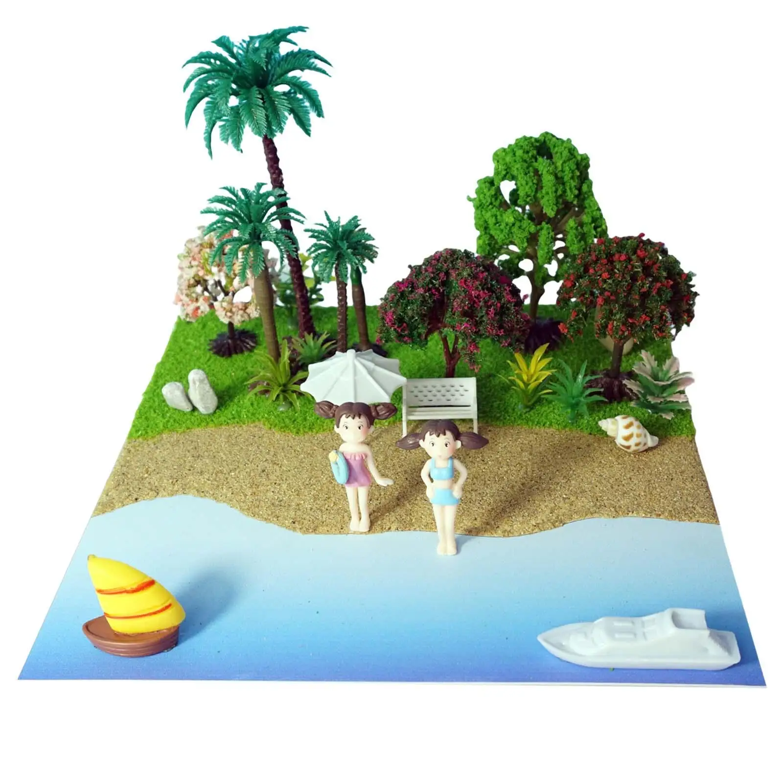 Plastic DIY Beach Scenes Building Kit HO Scale Scenery Layout for Kids Educational Parent Child Interactive Model Set