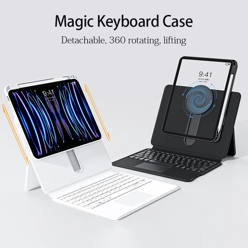 With Keyboard Case for iPad Pro 11 2022 Magnetic Case connected keyboard for M2 Air 11 2024 Air 5 10.9 10th Pro 12.9 Holder