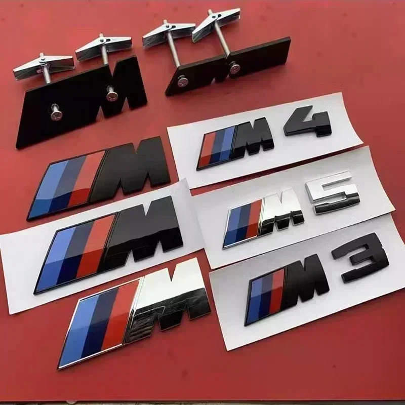 Front Grille M Emblem Rear Trunk Sticker 3D M Power Tri‑Color Badge for BMW M3 M4 M5 3‑Series 4‑Series 5‑Series Auto Valve Caps