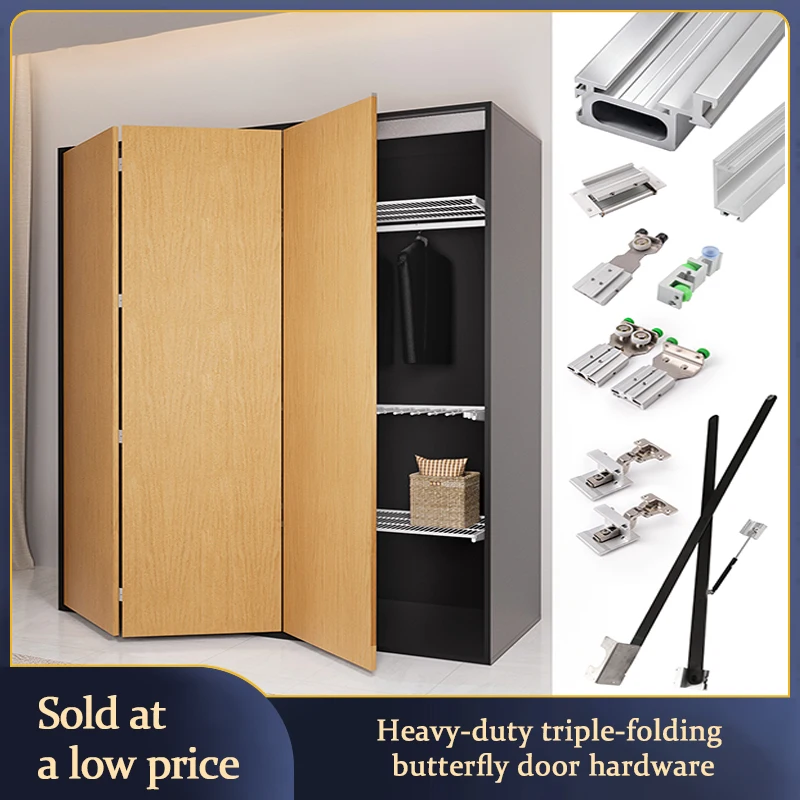 

Invisible Tri Fold Butterfly Door Hardware With Side Insert Telescopic Track For Hidden Pocket Door In Wardrobe Closet System