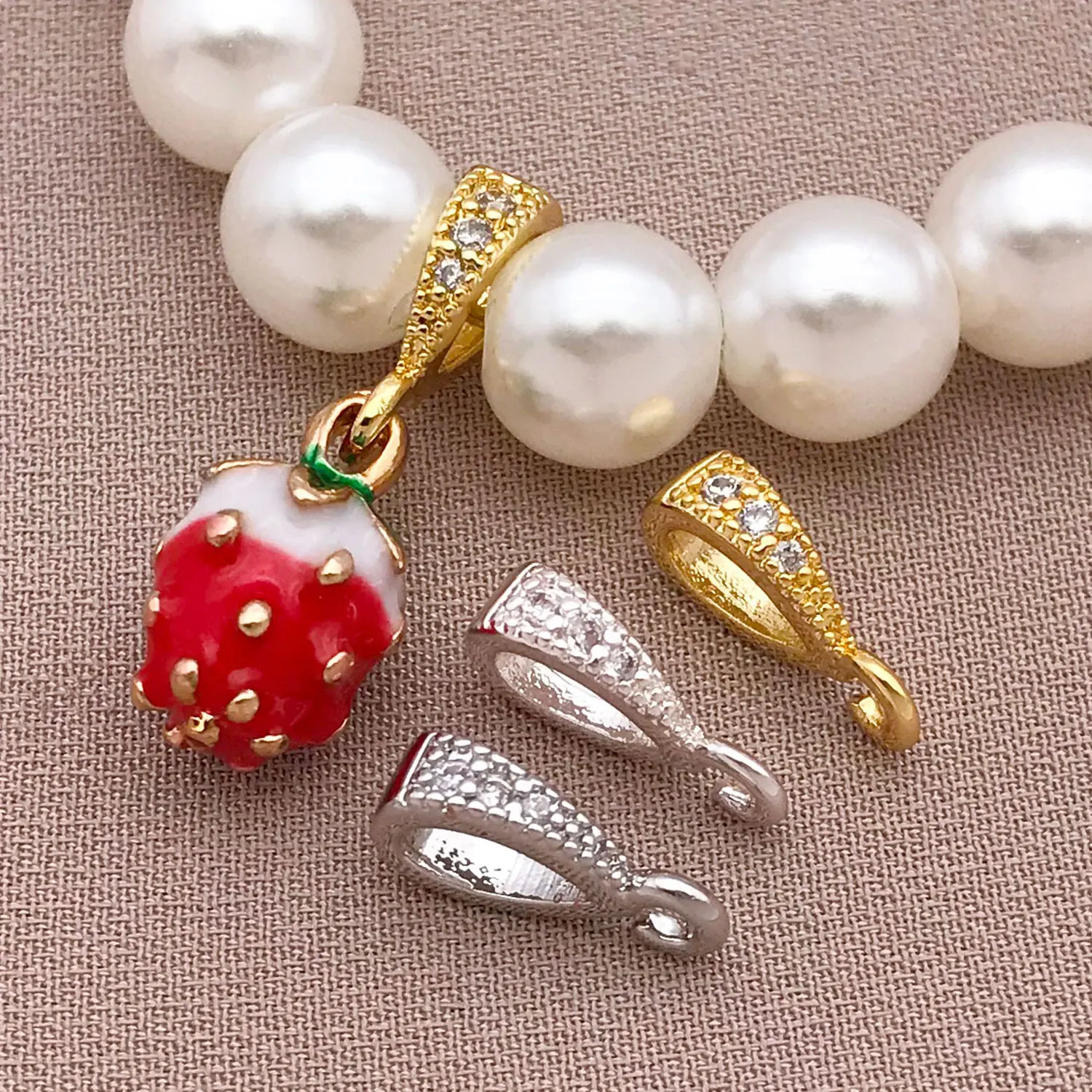 Mix2/4pcs 18K Copper Plated Real Golden Thick Silvery White Golden with Zircon Melon Seed Buckle, DIY Jewelry Making Accessories