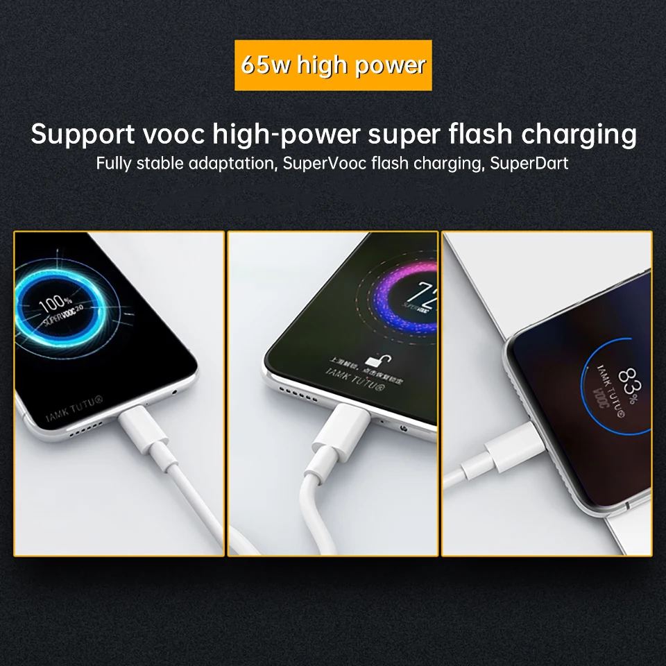 65W OPPO SUPERVOOC Snelader Set Met 2m USB-C Kabel – Perfect Voor Find X7, X6 Pro, X5 Pro, Reno 11, 10, 9, A-serie En Meer!