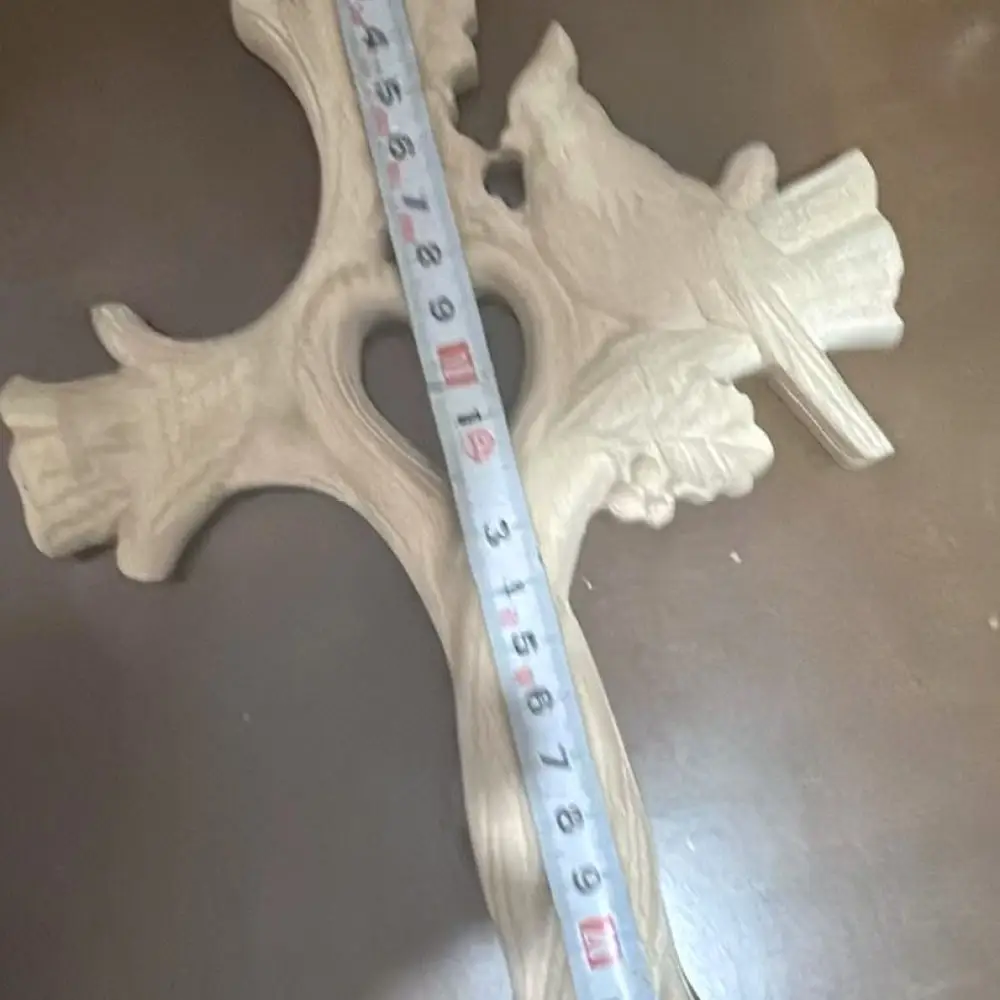 Hand Carved Wooden Cross Red Bird Wall Art Decor Rustic Pine Hanging Ornament For Living Room Bedroom Home Wall Decoration
