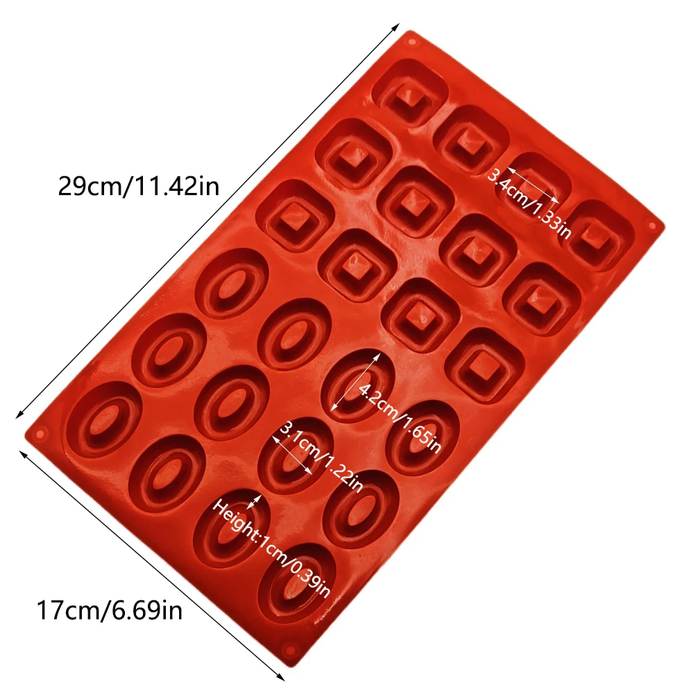 Hot Selling 24 Hole Oval Shape Silicone Chocolate Mold Food Grade Silicone Jelly Pudding  Mold DIY Cake Decoration Baking Tools