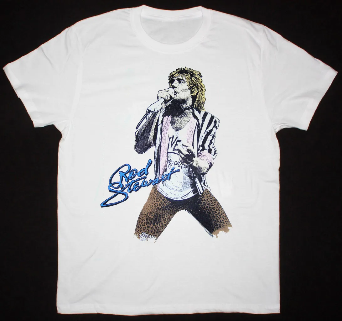 

Rod Stewart Live In Concert Cotton White All Size Men Women Shirt oversized tee unisex band merch tour streetwear graphic