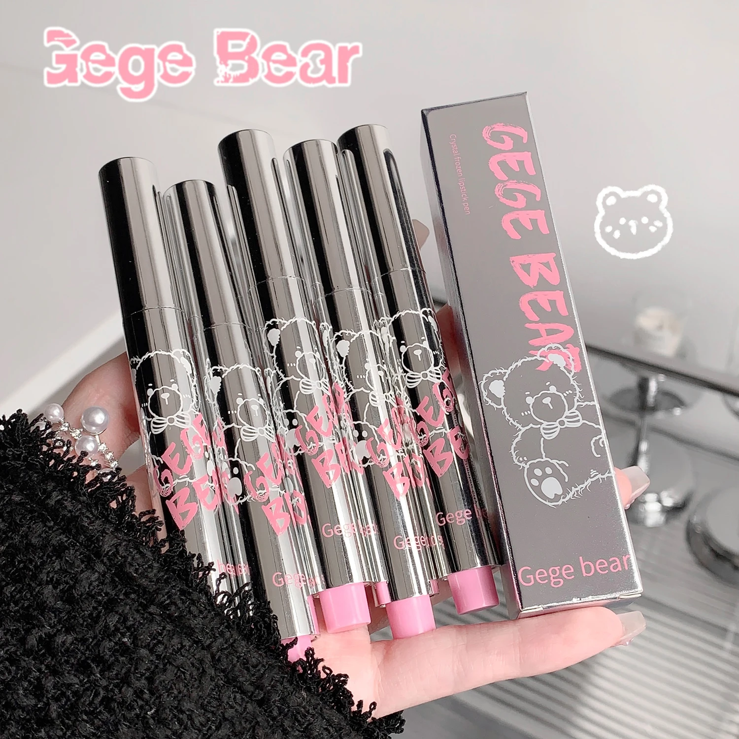 Gege Bear Translucent Crystal Jelly Lipstick Pen Moisturizing Water Light Mirror Solid Lip Jelly Whitening Lipstick