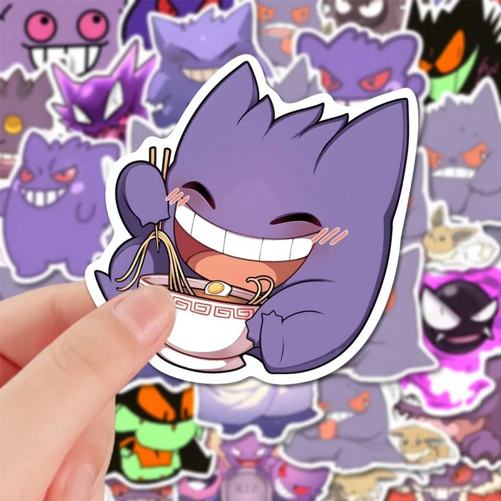 Pokemon Gengar Cartoon Adesivos para Crianças, Bonito Anime Adesivos para Laptop, Notebook, Telefone, Kawaii Cartoon, Brinquedos DIY Presentes, 10 Pcs, 20 Pcs, 40 Pcs, 80Pcs