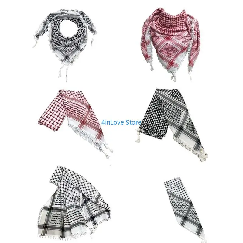 

T4MD Man's Headscarf Large Shemagh Scarf Comfortable Head Scarf Muslims Hijab Scarf