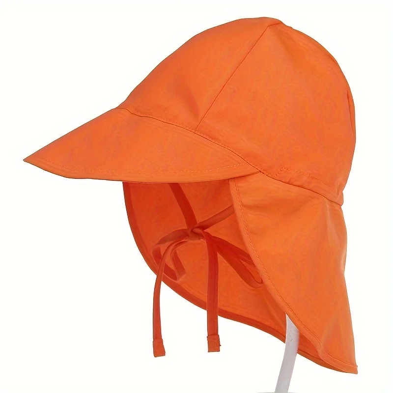 1pc Wide Brim Kids Outdoor Beach Sun Hat For Boys Girls 3-5 Years Solid Color Bucket Caps