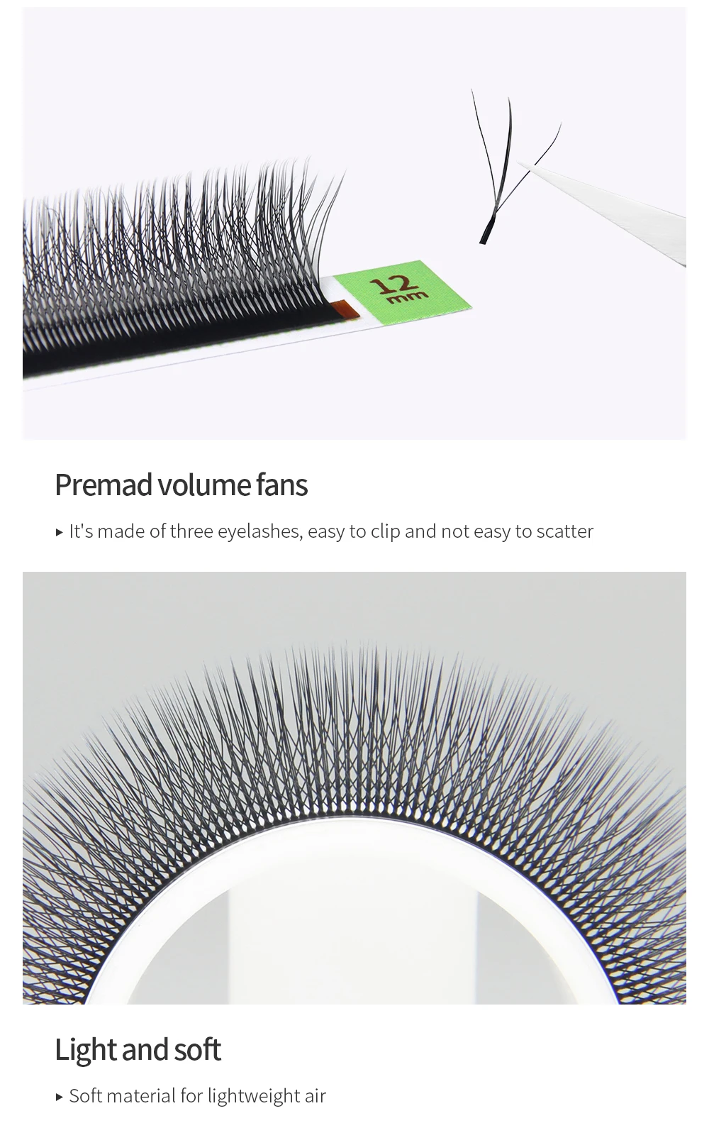 GLAMLASH 3D4D5D6D7D8D W Wimpern C/D/L/LU/M Vorgefertigte Volumenfächer Braune Wimpernverlängerungen Natürlich weich – Detail 15