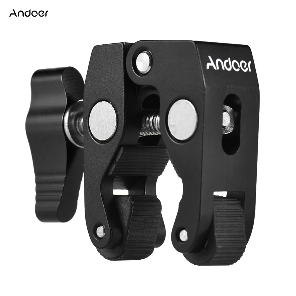 Andoer Crab Pliers Clip Super Clamp with 1/4 inch & 3/8 Inch Screw Hole Metal Material Super Clamp for 13mm-30mm Diameter