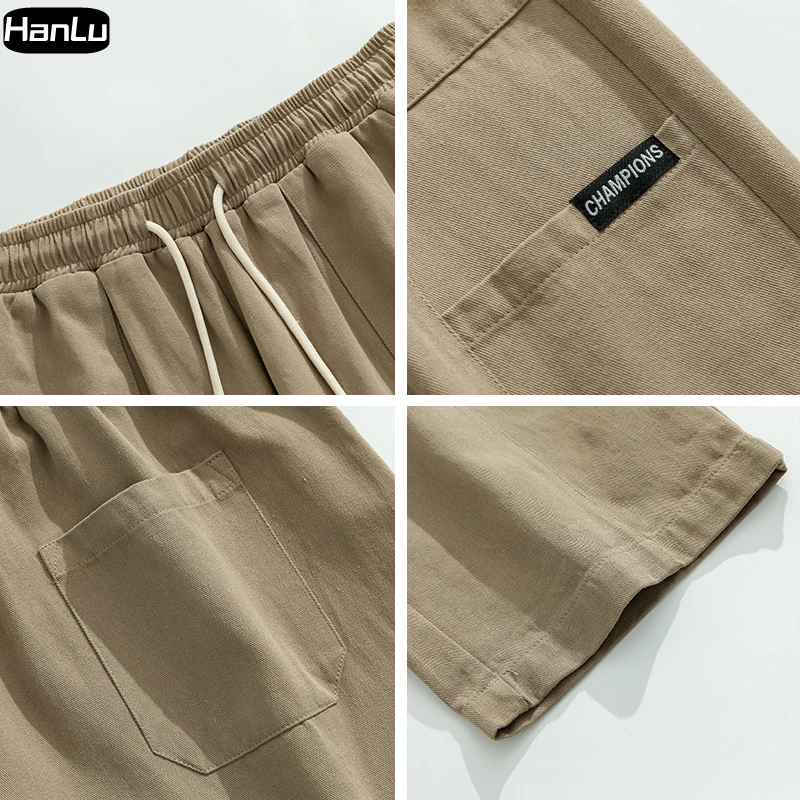 Autumn and Winter New Men's Plush Warm Fashion Pants Men's Loose Straight Tube Pure Cotton Pants Drawstring Casual Jogging Pants
