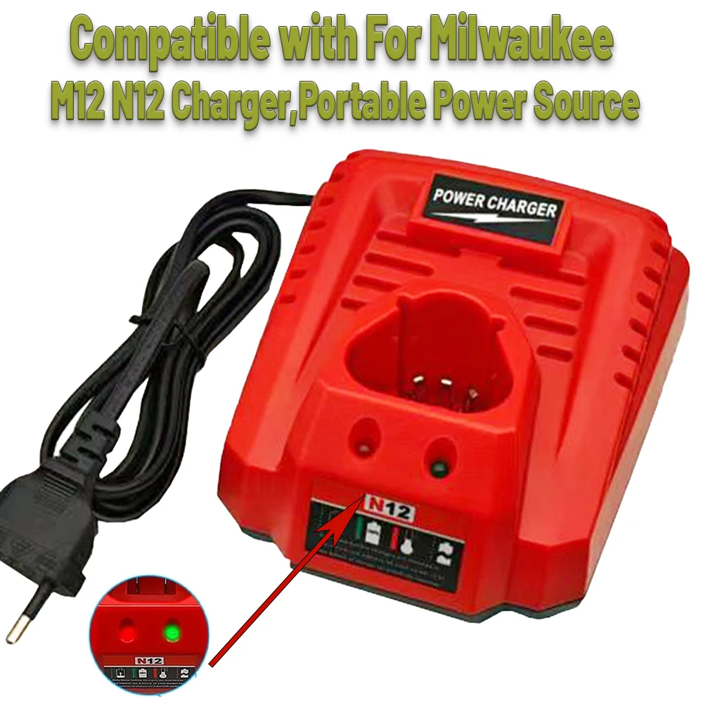 

Запчасти для электроинструментов для Milwaukee M12 N12, зарядное устройство для литий-ионного аккумулятора 3A, замена быстрой зарядки 48-11-2401 48-11-2402 C12B C12BX