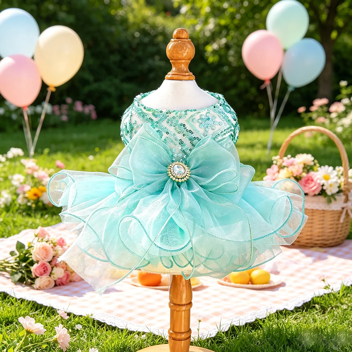 Vestido de Tul Brillante para Bodas, Traje de Verano para Mascotas, Perros Pequeños y Gatos, Apto para Teddy, Bichón, Pomerania, Yorkshire, Maltese
