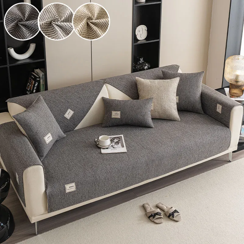 قطعة واحدة - وسادة أريكة من القطن والكتان لجميع المواسم، وسادة مقعد بسيطة وحديثة مضادة للانزلاق، غطاء أريكة، وسادة جديدة 2025 #5