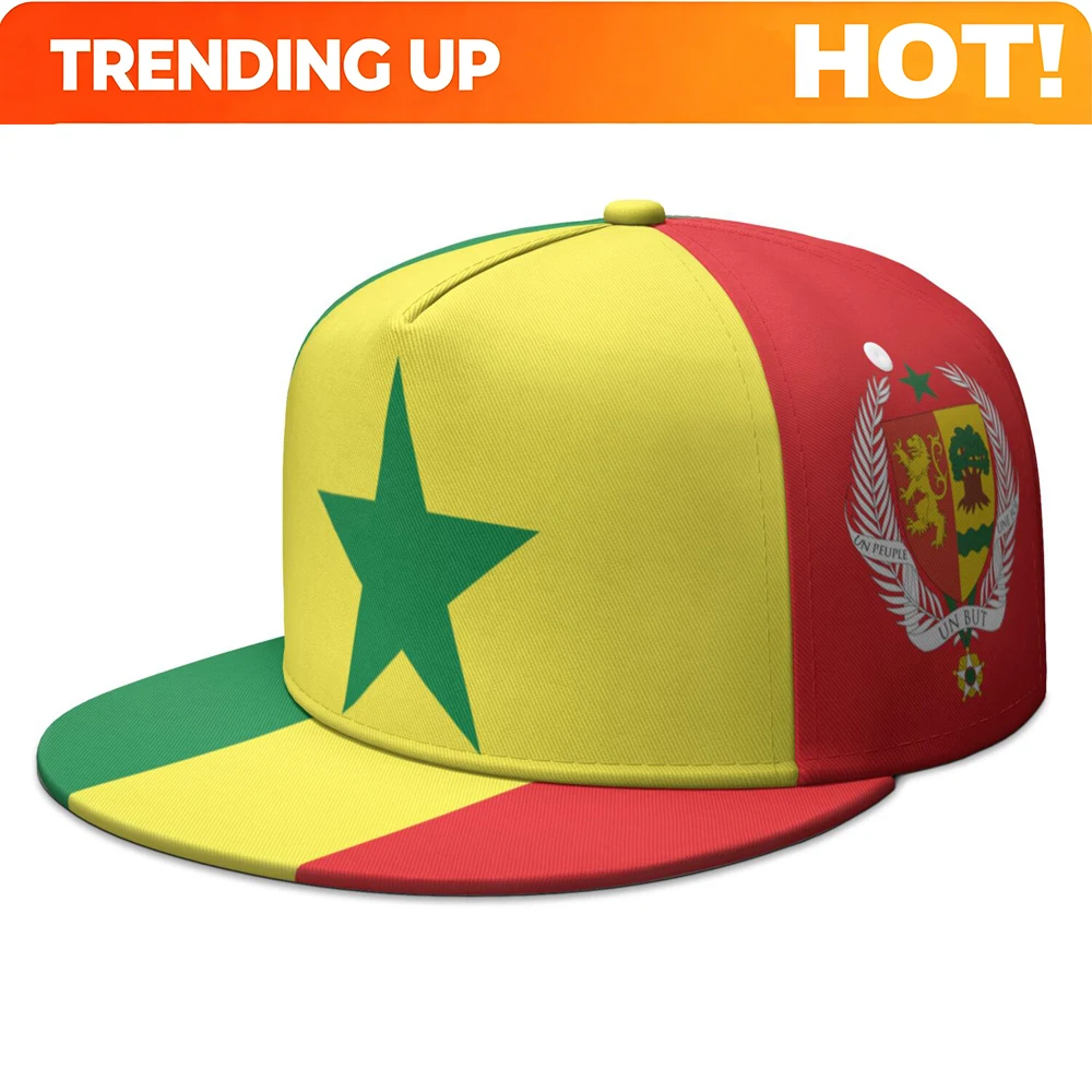 Senegal Flat Brimmed Cap Custom Made Name Number Logo Hip-hop Hat Nation Flag Sn French Country College Print Photo Headgear