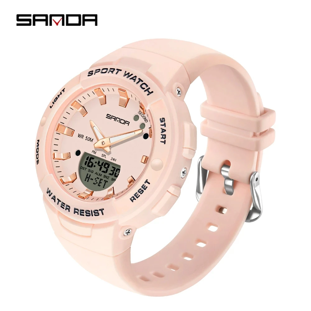 

SANDA 2024 Hot Sell Men Watch Multifunction Waterproof Digital Sports Wristwatch Casual Unisex Students Electronic Watches 6005