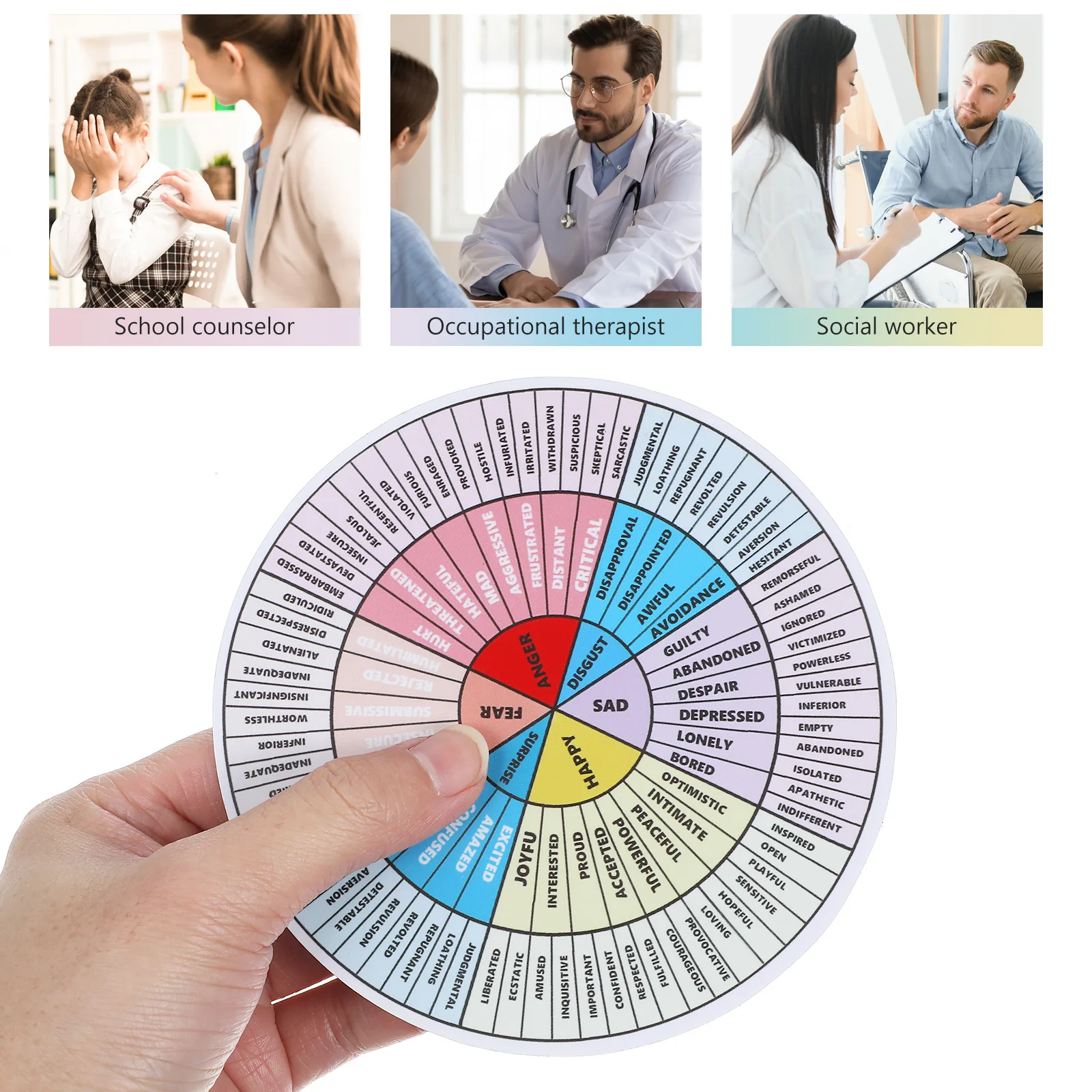 Naklejka Koło Emocji Magnetyczna Tablica Zdjęć Emocji Naklejka PCV na Lodówkę Laptop Zamrażarkę Naklejki na Drzwi Narzędzie Edukacyjne dla Dzieci z Autyzmem