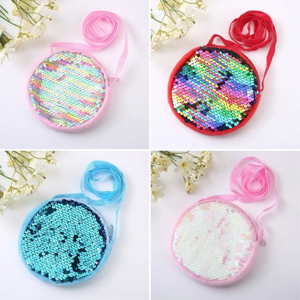 

Новая мини-милая детская большая сумка, круглая декоративная сумка с блестками, легкая детская сумка принцессы для монет