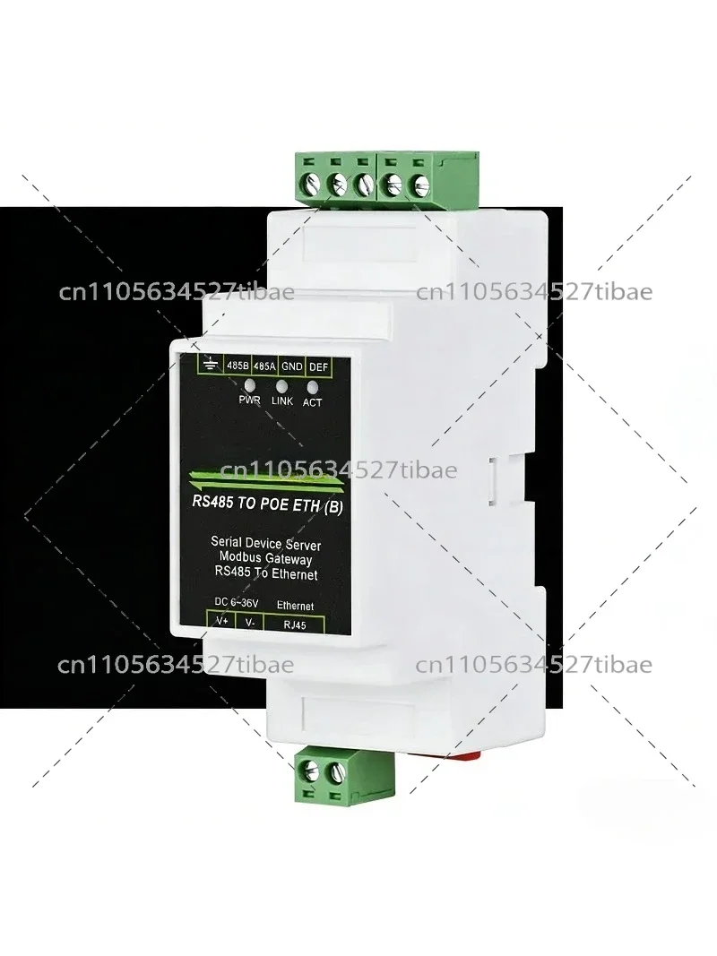 

Industrial RS485 to Ethernet TCP/IP Serial Server with RJ45 PoE Support Rail-Mount Compatible with TCP/IP for Data Communication