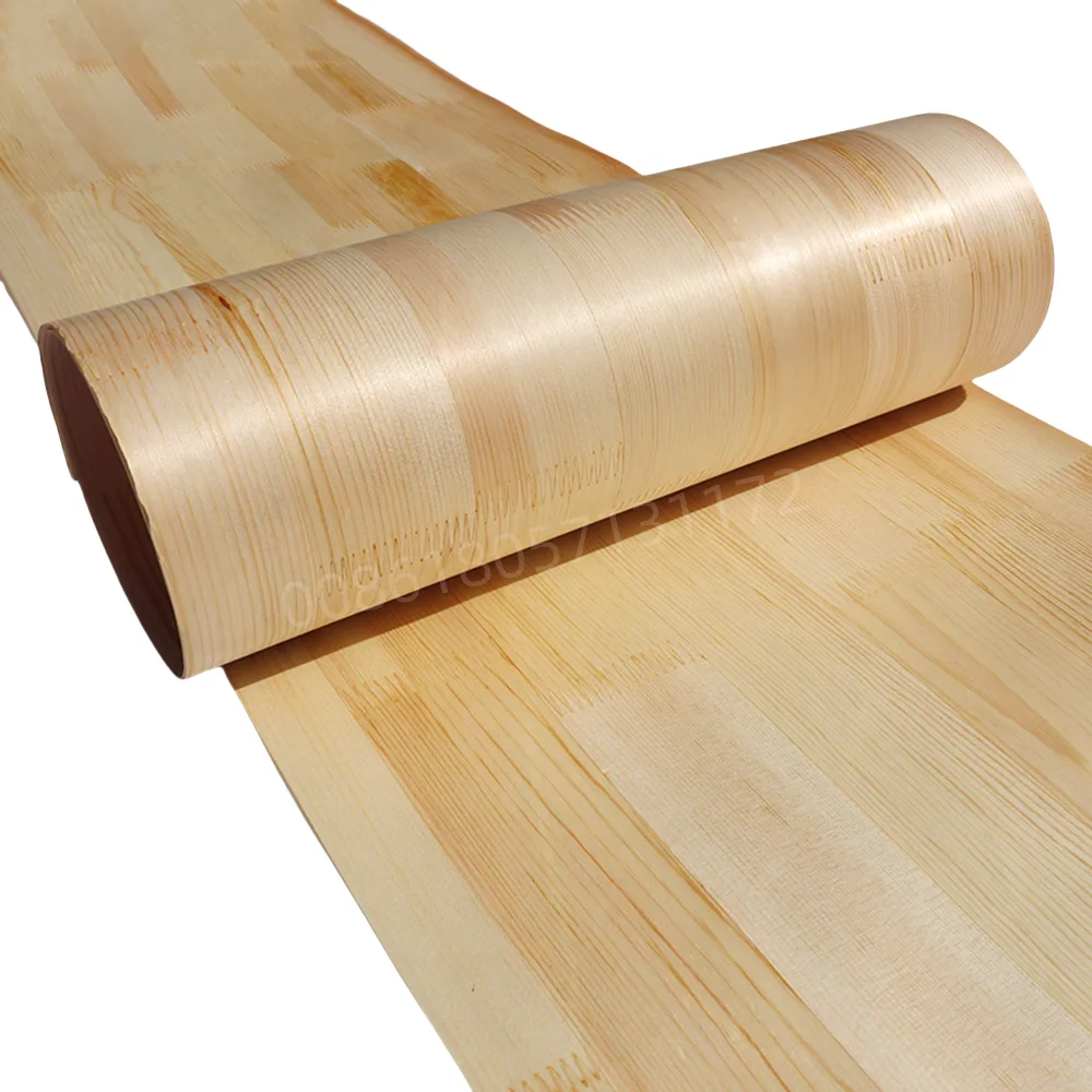 Custom Natural Siberian Scots Pine Wood Veneer,Finger-Jointed,about 40x250cm, 0.25mm thick, for Furniture & DIY Woodworking