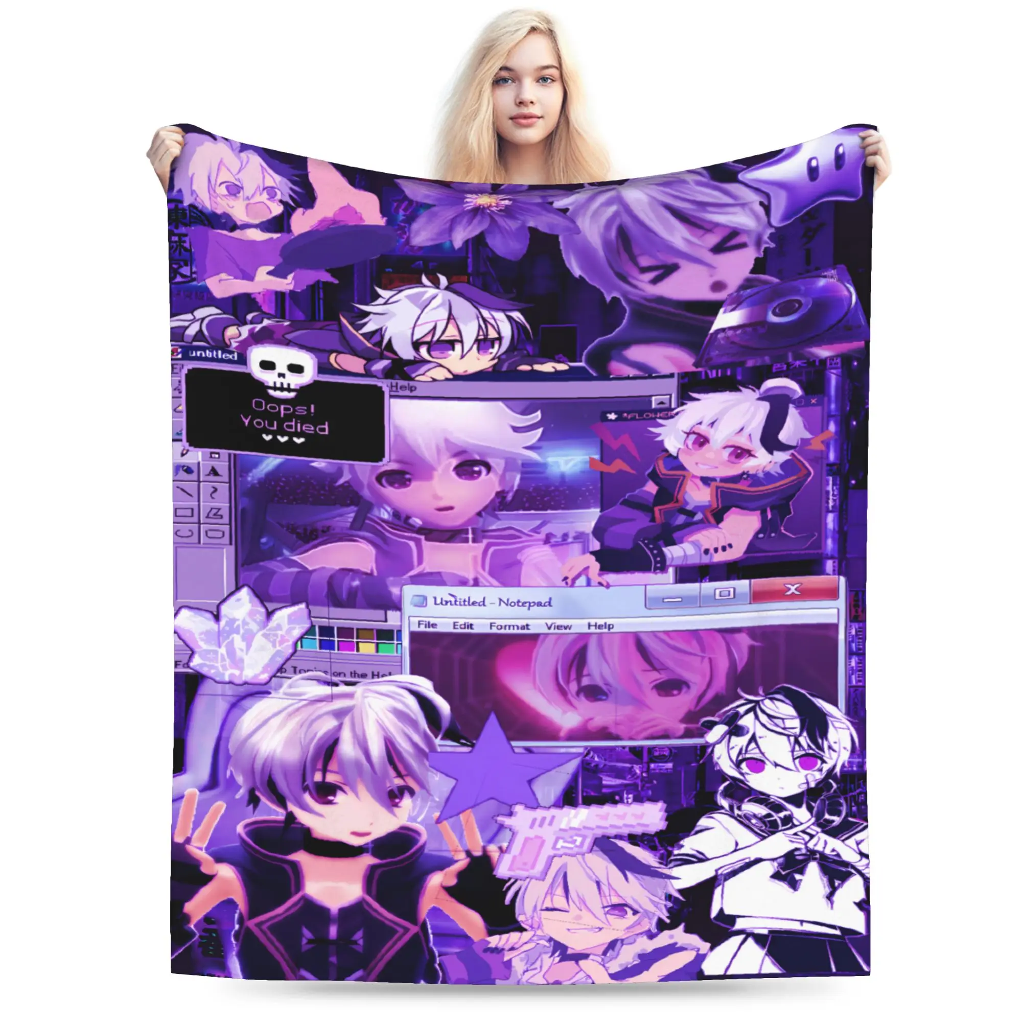 Singer V4flower Vflower Chibi Super Soft Blanket  Girls Boys Plush Bedding Throws Outdoor Flannel Bedspread Sofa Bed Cover