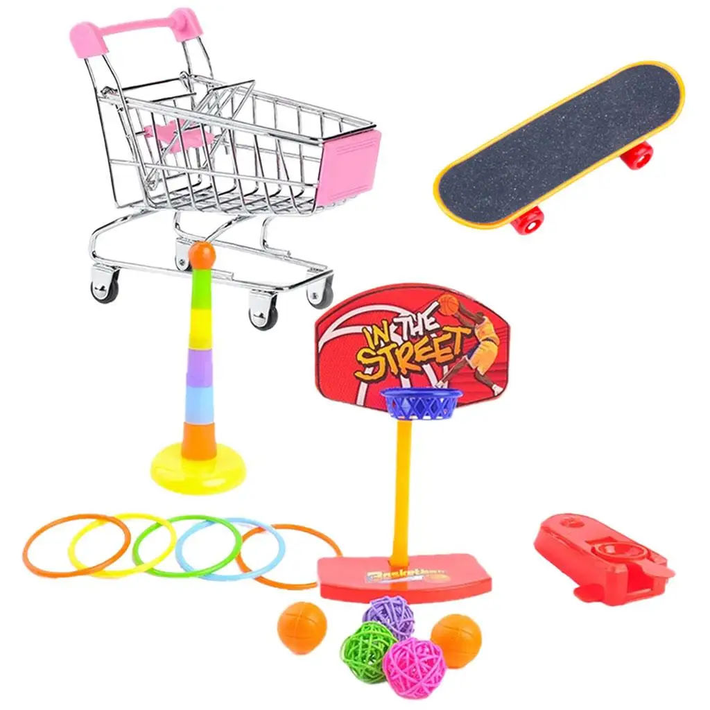 Parrot Intelligence Toy Skateboard Basketball Stacking Rings Mini Shopping Cart