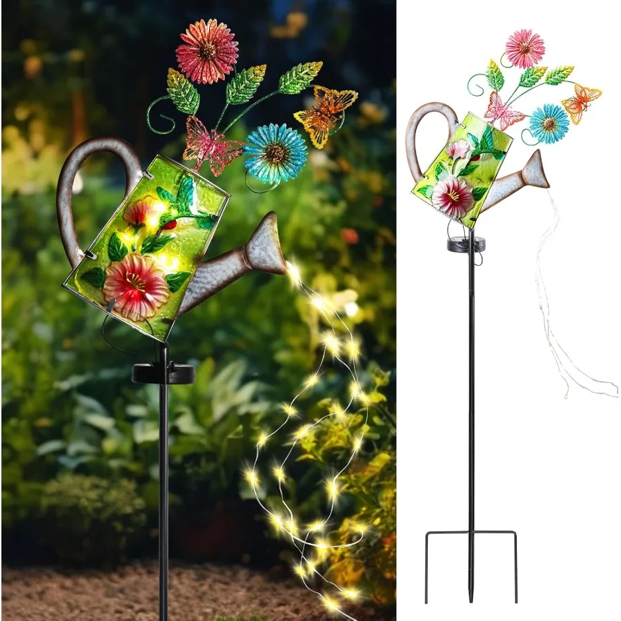 

Solar Watering Can with Light Hummingbird Solar Light Outdoor Garden Decoration for Porch Path Yard Decoration Lawn Ornaments G