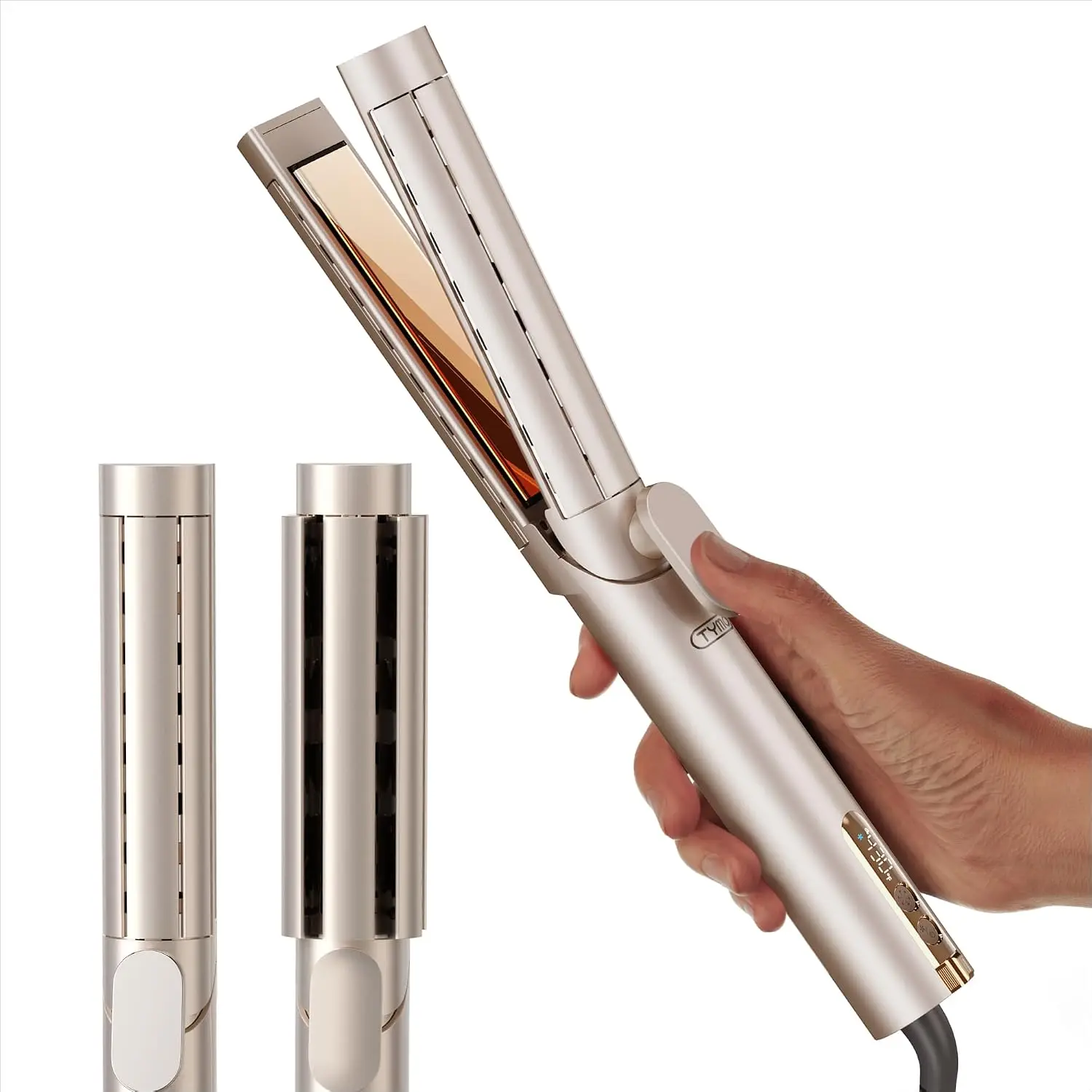 2-in-1 Titanium Hair Straightener and Curler, Dual-Size Flat Iron for Straightening and Curling