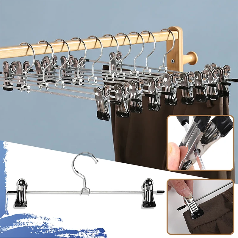 

Iron Windproof Clothes Hanger With Pegs Non-slip Keep Shape Trousers Clip Bra Underwear Socks Pants Holder Storage Rack