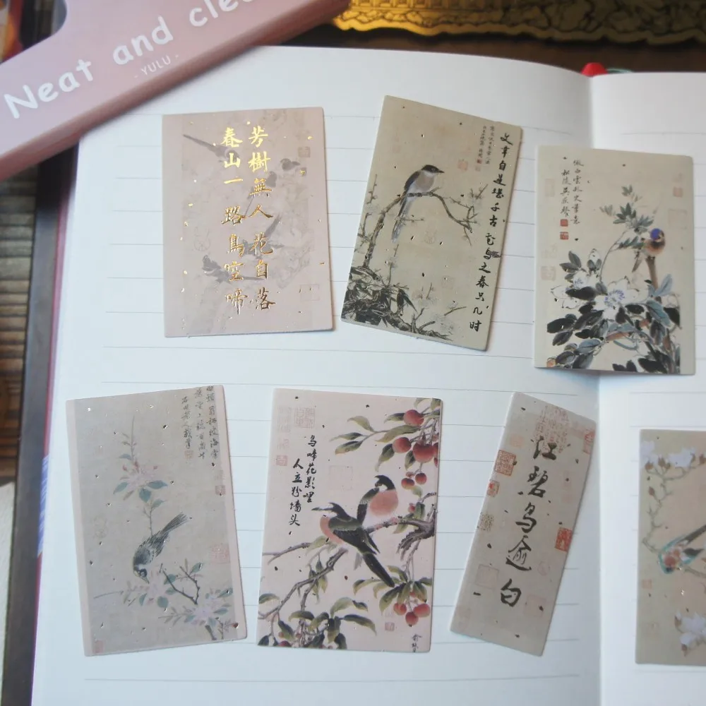 

28pcs Gold Chinese Ancient Brush Painting Style Paper Sticker Scrapbooking DIY Gift Label Decoration Tag