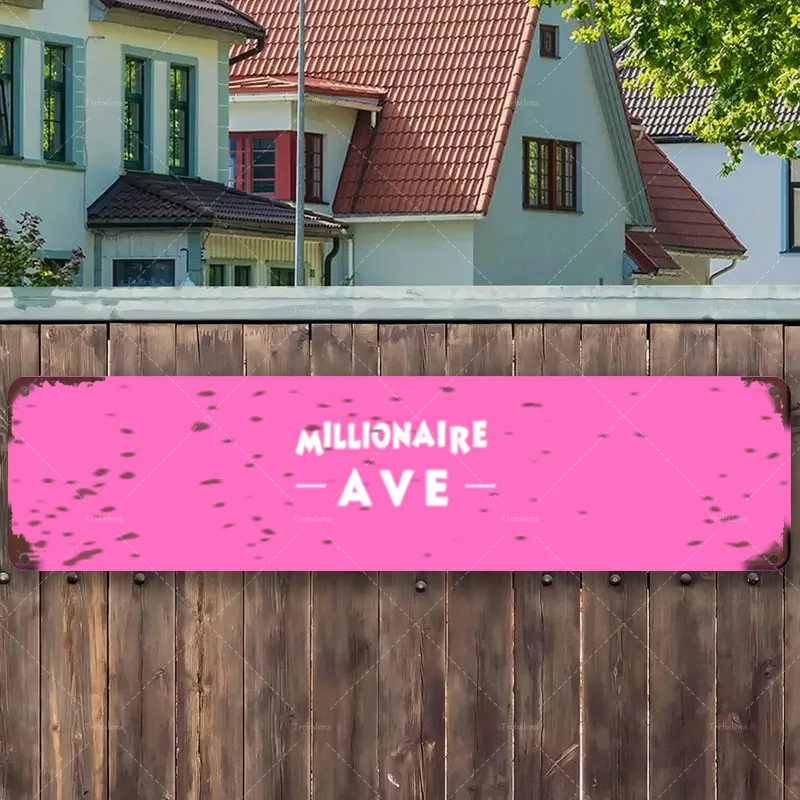 

1 шт. металлический знак, 4x16 дюймов "Millionaire Ave розовый уличный знак винтажное металлическое искусство для домашнего декора"