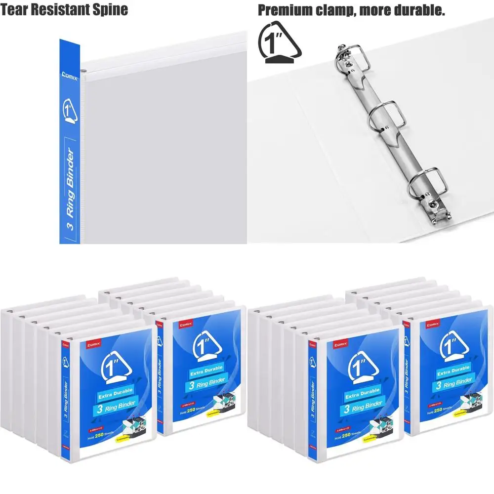 

Папка-скоросшиватель с D-образными кольцами, усиленная, на 225 листов, для бумаги 8,5 x 11 дюймов, 12 белых упаковок