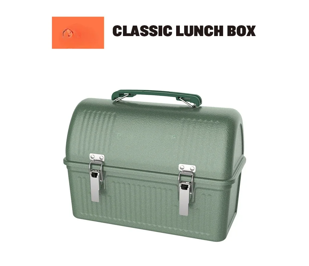 Large classic lunch box 9.4L camping steel storage box army green