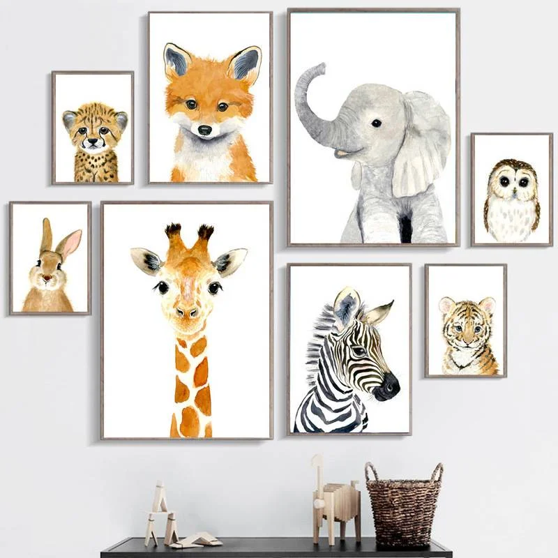 Animal tiger dog pet Canvas Painting Nursery Decor Posters Prints Wall Pictures Baby Kids Room Decor  room decor aesthetic