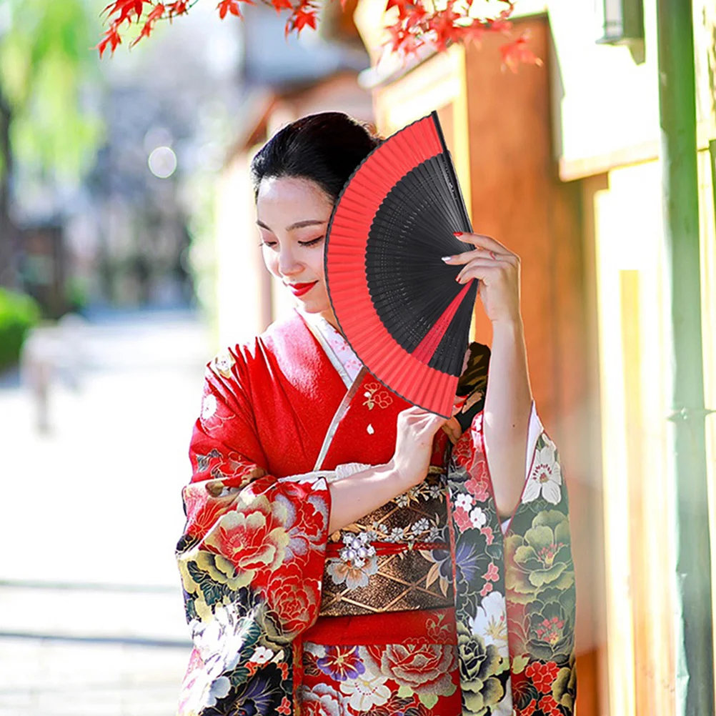 

Bamboo Vintage Foldable Handheld Cloth Fan Retro Decorative Fan for Women Performance Dance Prop and Wall Decoration