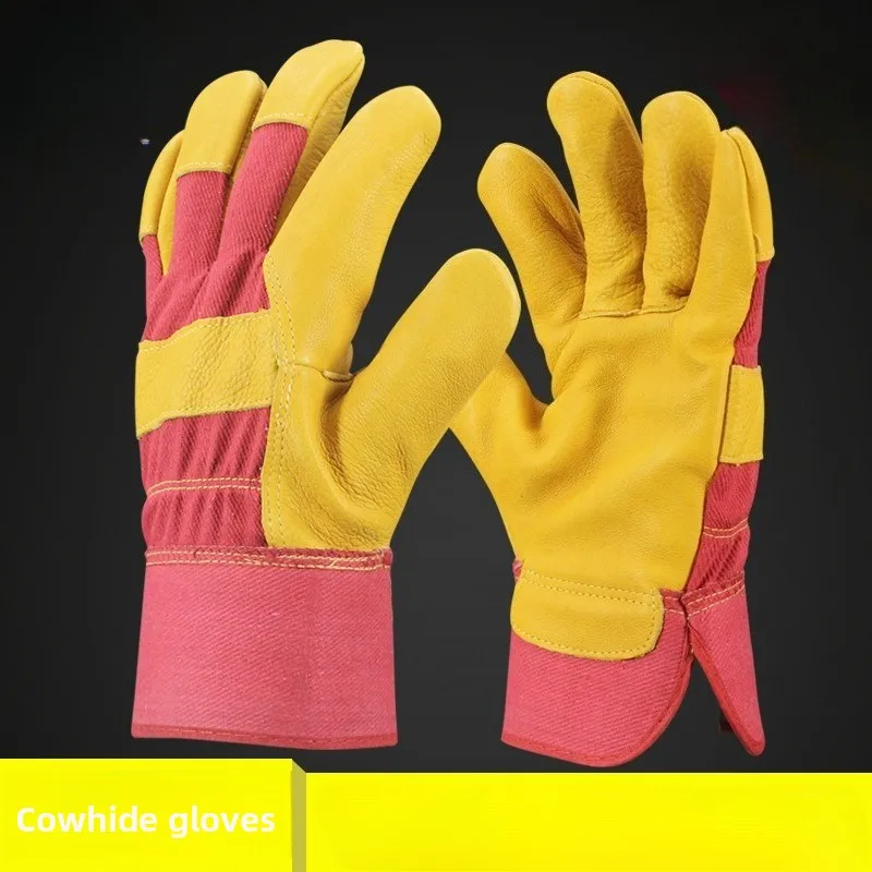 

Men Work Gloves Cowhide Driver Hunting Driving Farm Garden Welding Security Protection Safety Mechanic Glove