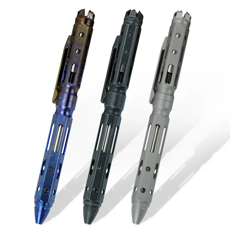 Titanium Alloy Tactical Pen, Bolt Type Decompression Tactical Pen,Customized Self-Defense Hollow Design Signature Pen