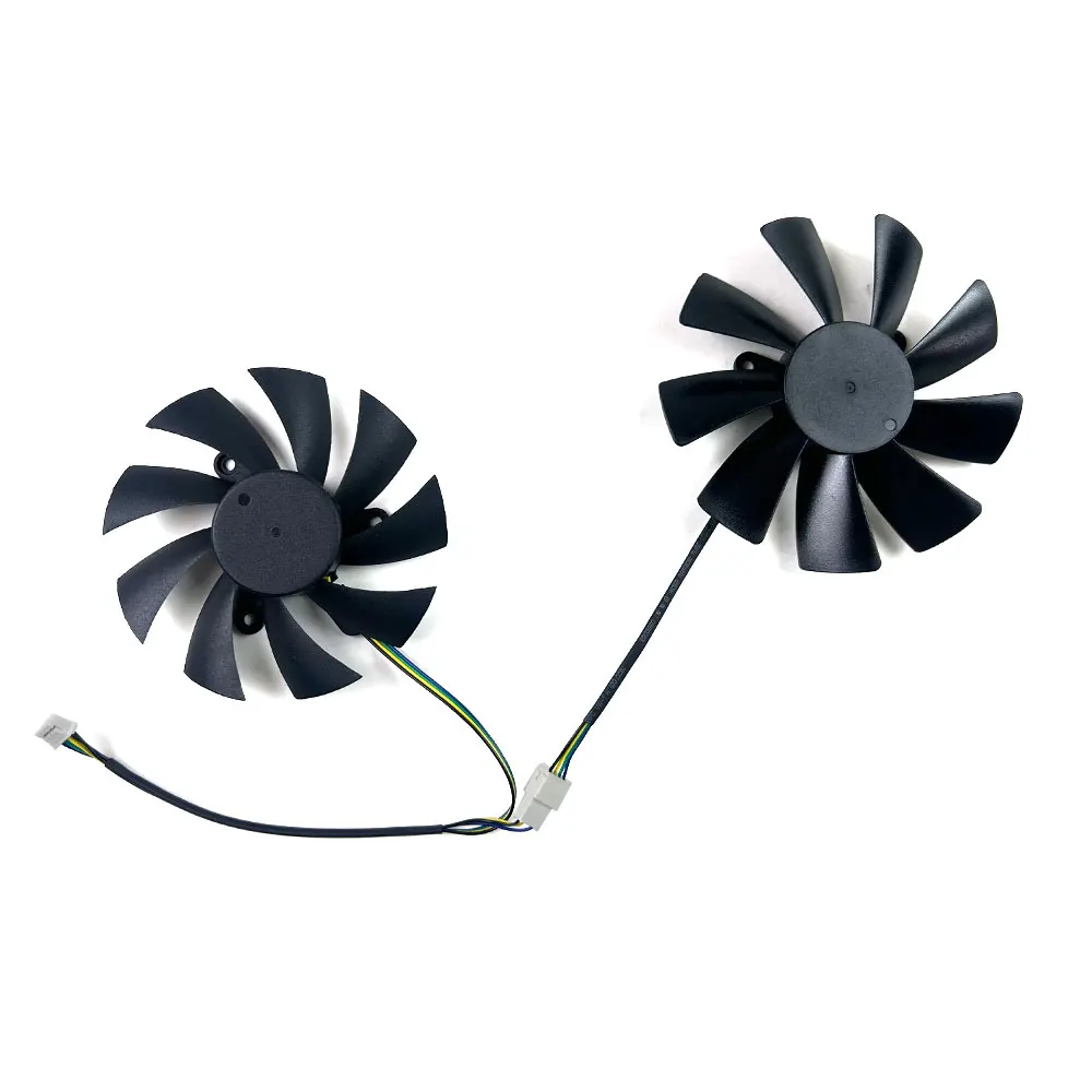Pair of Replacement Dual Cooling Fans For Manli GeForce RTX 2070 SUPER 8G Mini ITX Graphics Card - 4-Pin PWM 8-Blade Black Silen