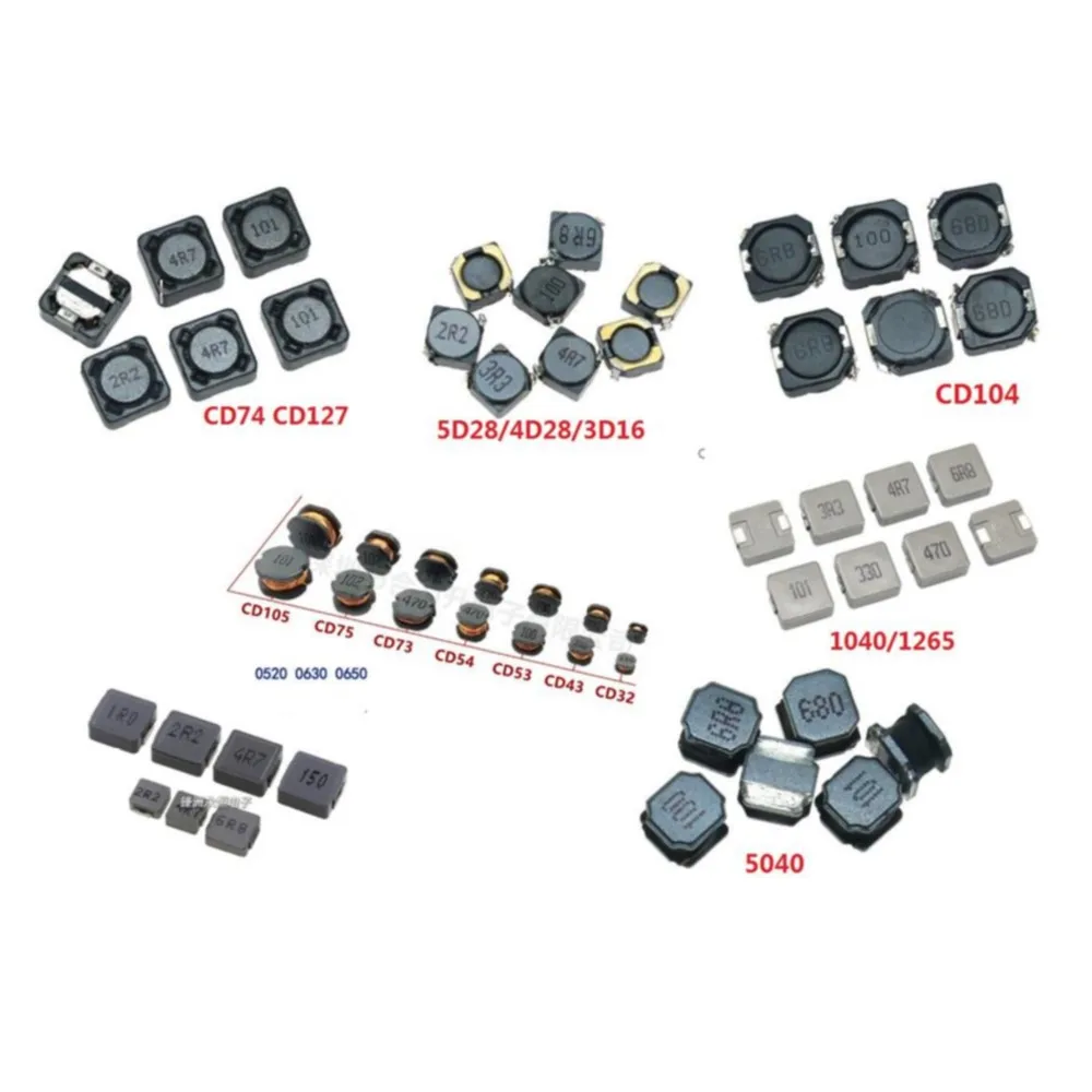 10 ชิ้น CD127/105/104/75/74/54/43/32 5D28/4D28/3D16 0650 0630 0520 1040 5040 1265 3.3/2.2/4.7/6.8/10/15/33/47/68/100uh/Mh ตัวเหนี่ยวนำ