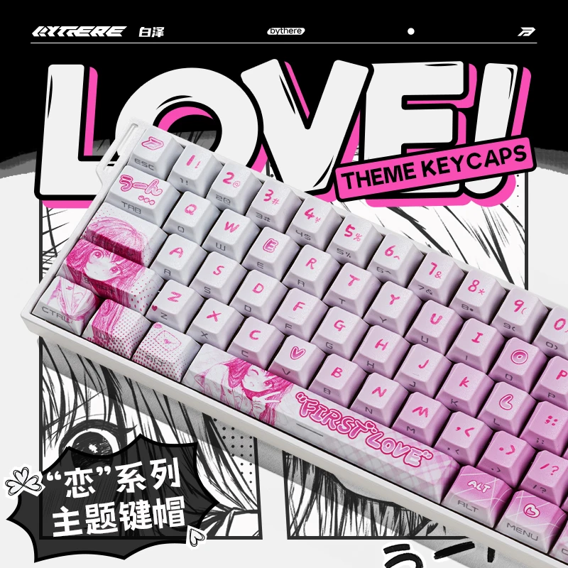 

Bai Ze [Love] Two-dimensional keycap PBT thermal sublimation thickened double-engraved side transparent pink
