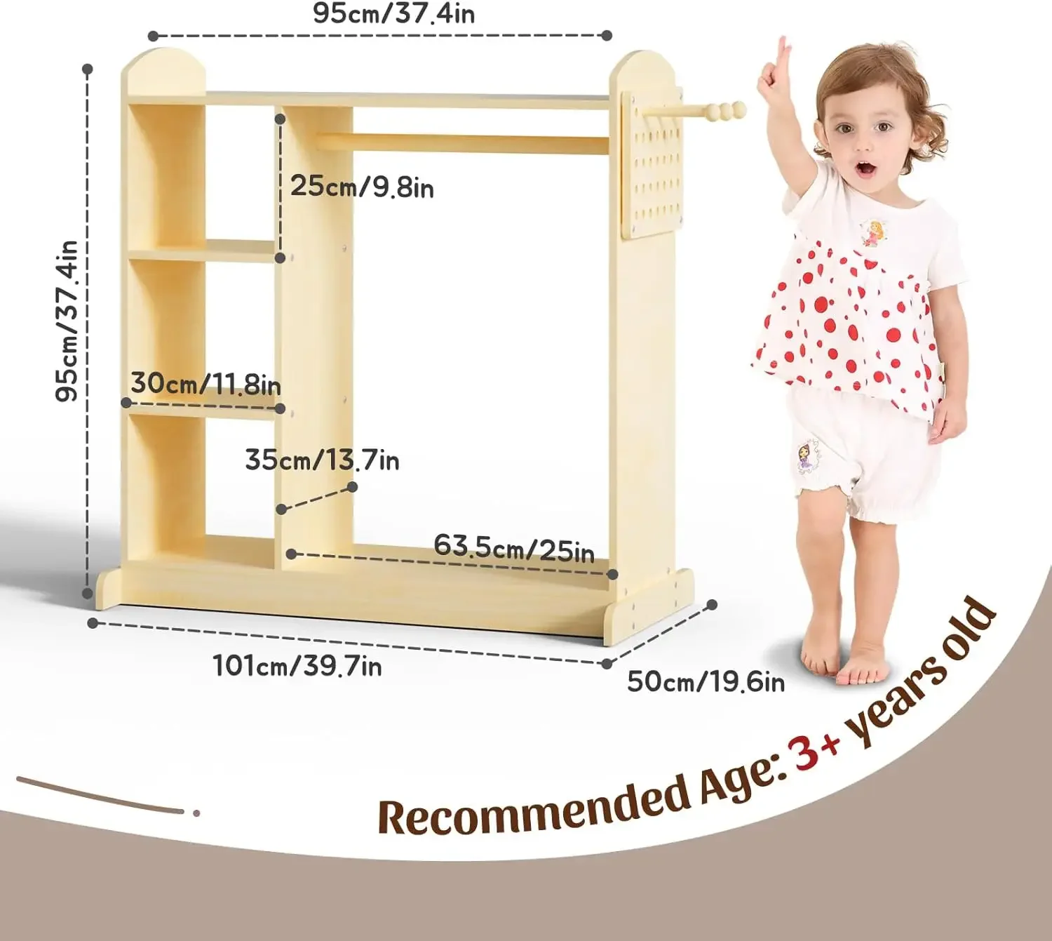 Kids Dress up Storage Kids Costume Closet Kids Dress Up Wardrobe Open Hanging Armoire Closet for Toddler Costume Dresser Organiz