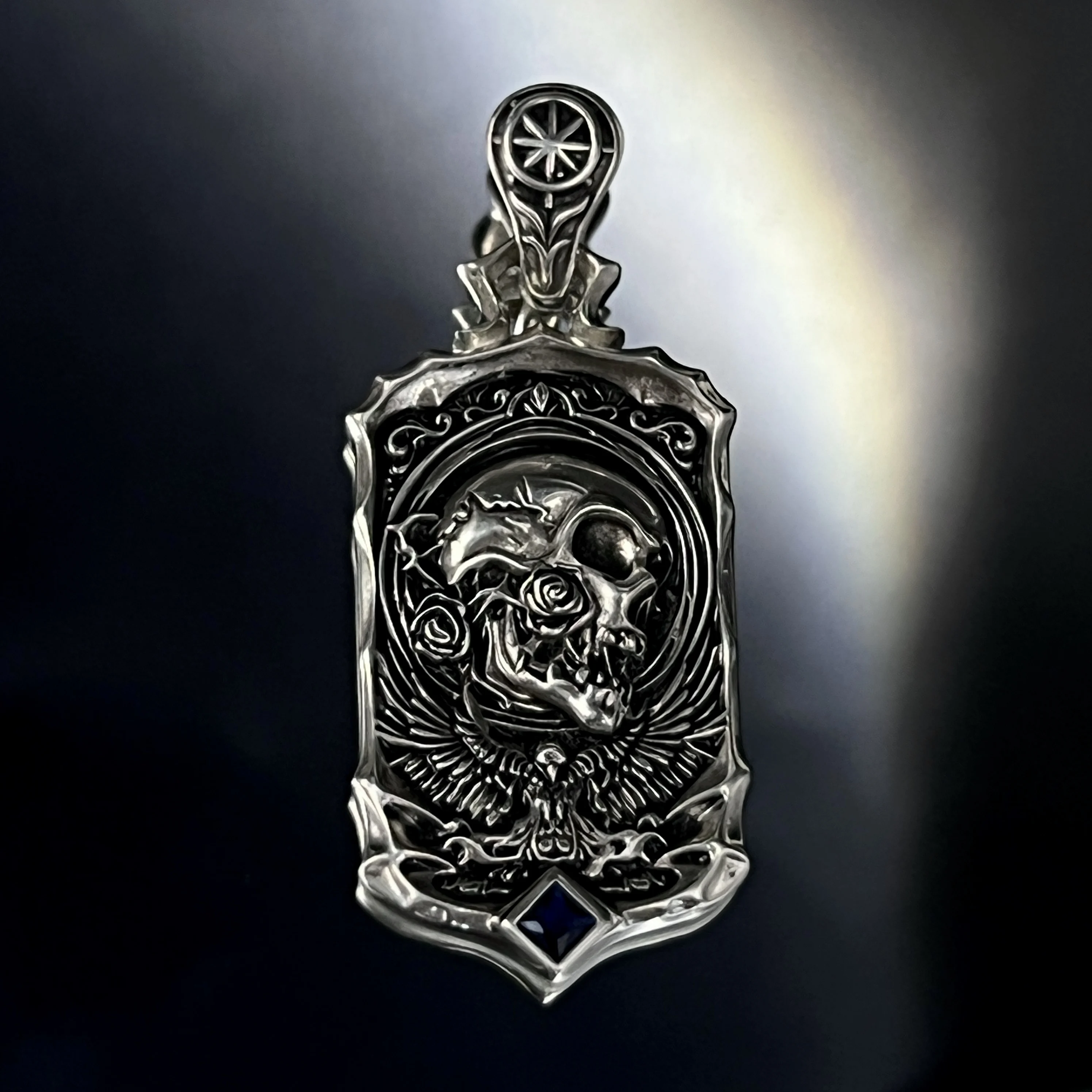 

Rebirth of the Seven Deadly Sins: Laziness. Skeleton Pendant with Enamel, Black Color, High-End, Unisex, 925 Sterling Silver.