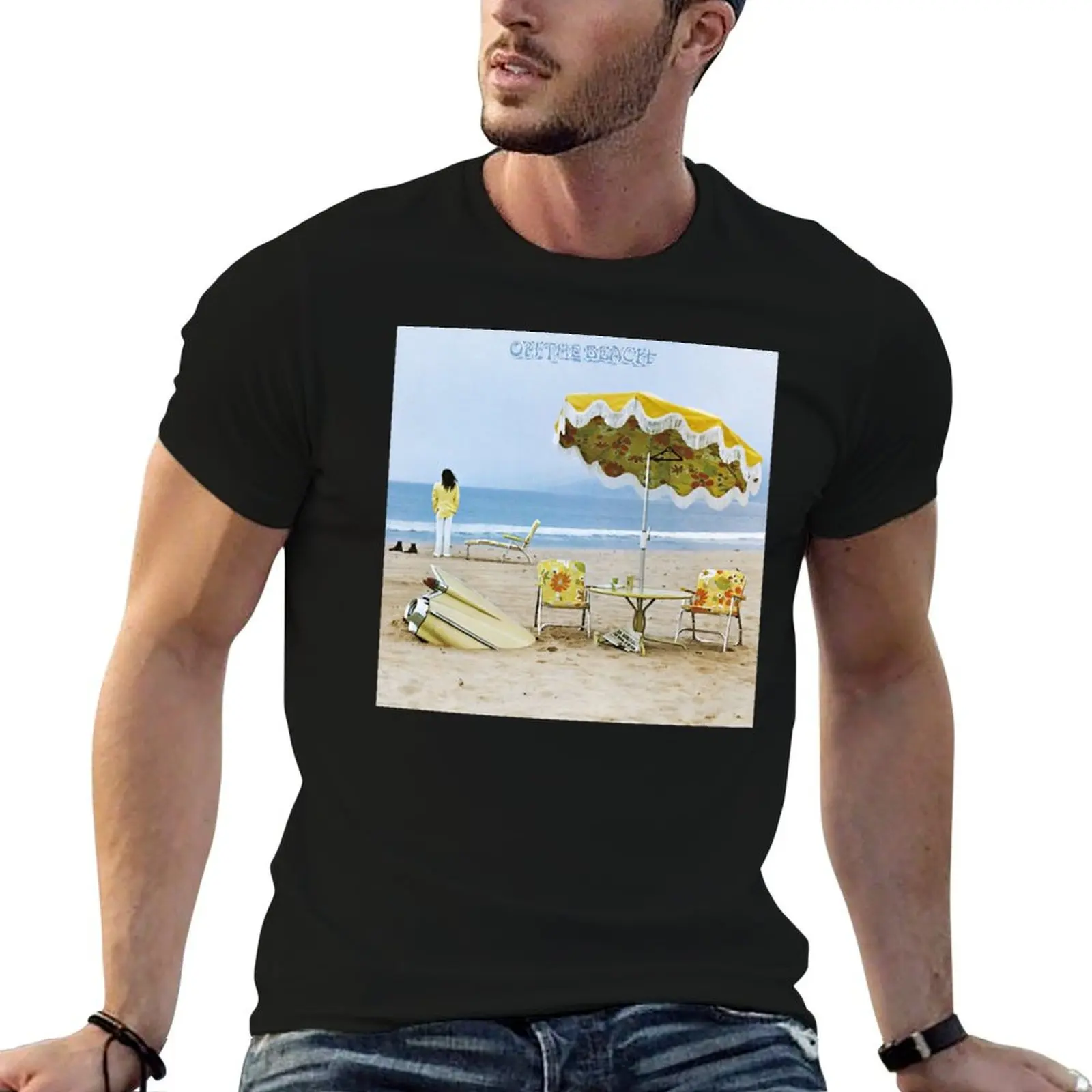 Neil Young On the Beach Album Cover Art Clic T-Shirt Plus Size Everyday Tee Shirt