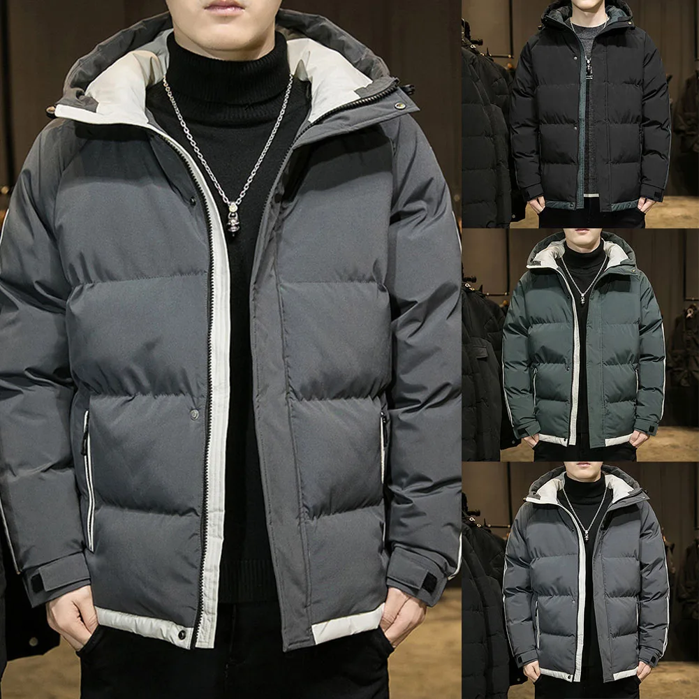 

Men Winter Warm Puffer Thick Hooded Parkas Outdoor Casual Outwear Coat Padded Sports Jackets Long Sleeve